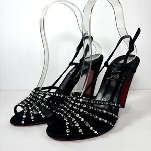 Christian Louboutin Vegastrassima 100 Crystal Heel Slingbacks Size 35.5/US 5.5